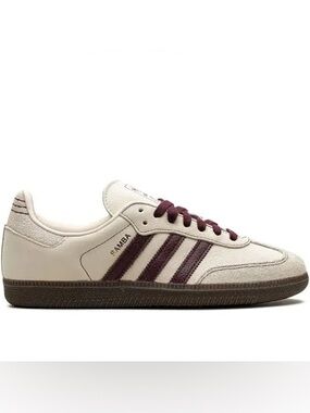 Adidas Samba women’s Casual Sneakers - Cream with Burgundy Stripes
